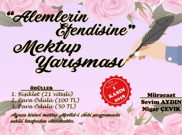 ALEMLERİN EFENDİSİNE MEKTUP YARIŞMASI YAPILACAKTIR