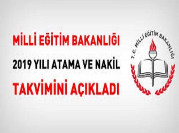 2019 YILI ATAMA VE NAKİL TAKVİMİ