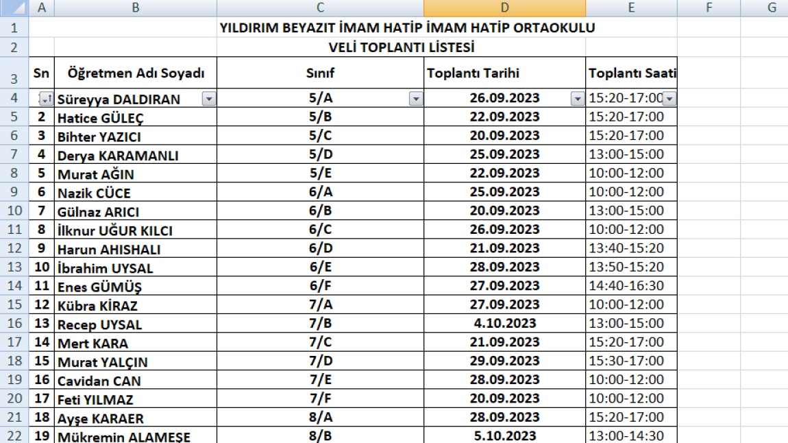 SINIF VELİ TOPLANTILARIMIZ BAŞLIYOR